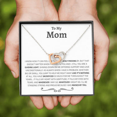 Mom 'Raised By You' Interlocking Hearts Necklace - Love You This Much